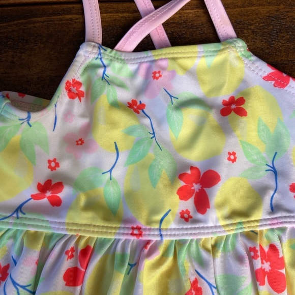 Wonder Nation Pink & Floral Baby Swimsuit Set 3-6 M - Picture 3 of 7